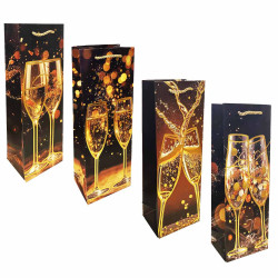 Dárková taška na láhev „Skleničky se šampaňským“, 35×12cm