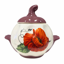 Keramický hrnec „Červené květy“ 0,75l
