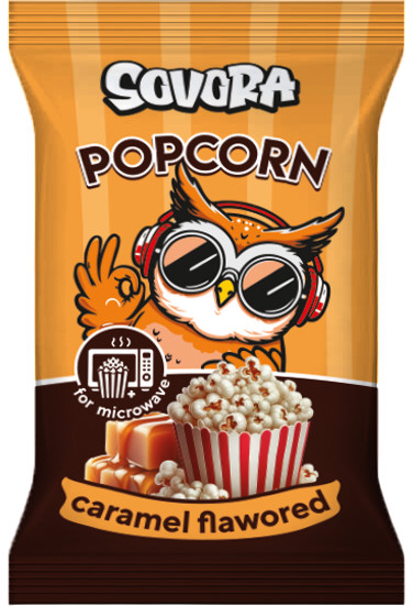 detail Popcorn s karamelovou příchutí 100g Sovora