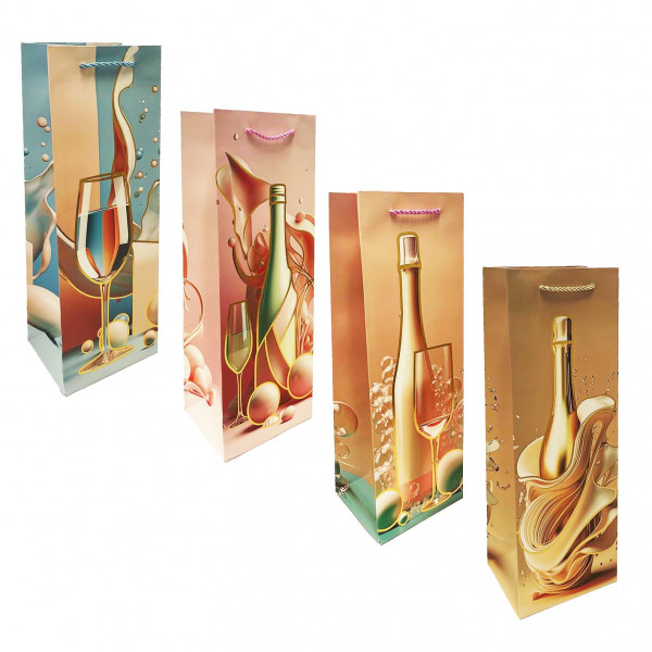 detail Dárková taška na láhev „Stříkance šampaňského“, 36×13cm