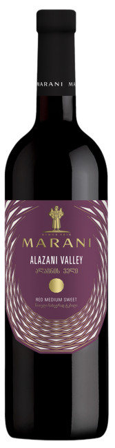 detail Červené polosladké víno Alazani Valley 0,75l Marani