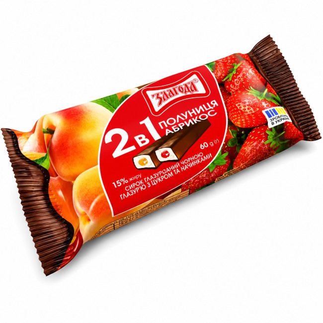 detail Tvarohové tyčinky 2v1 s příchutí jahody a meruňky 60g Zlagoda