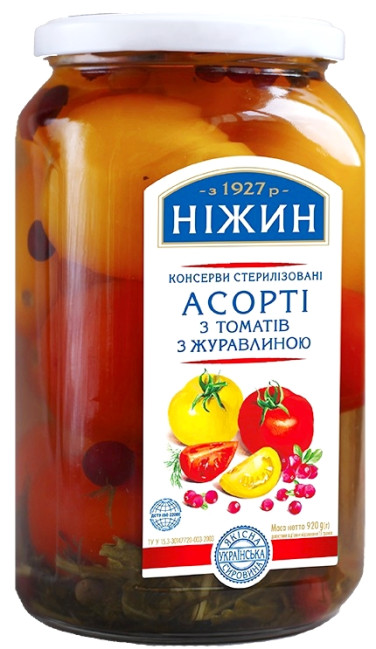 detail Nakládaná rajčata s brusinkami 920g  (čistá hmotnost 524g) Nižin