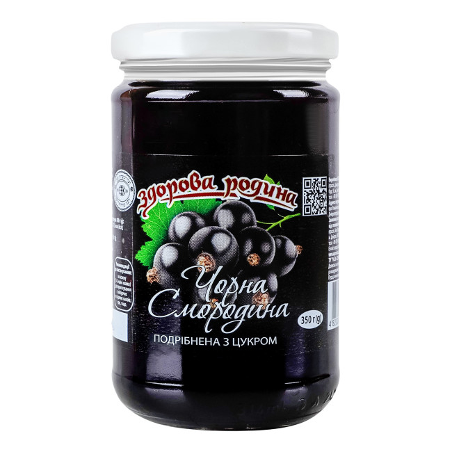 detail Černý rybíz drcené s cukrem 350g Zdorova Rodina