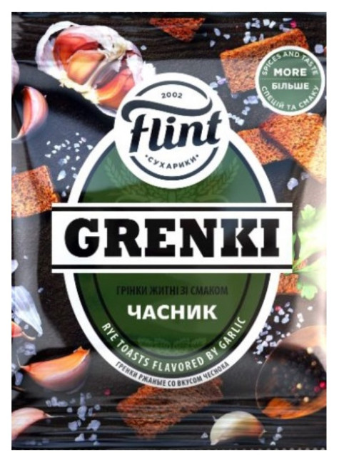 detail Grenky s příchutí česneku 70g Flint