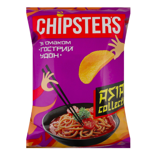 detail Bramborové chipsy s příchutí Pikantní udon 100g Chipsters