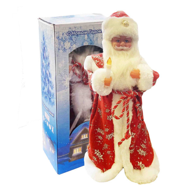 detail Děd Moroz čevený S Novym Godom 30cm