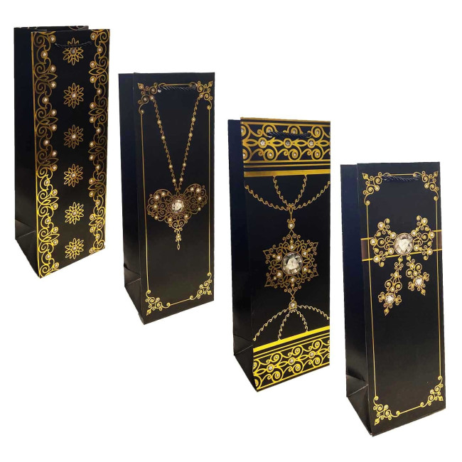 detail Dárková taška na láhev 36x13cm „Zlaté ozdoby“