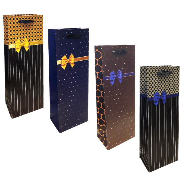 detail Dárková taška na láhev „S mašličkou MIX“, 36×13cm