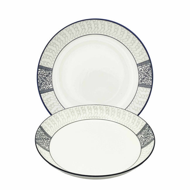 detail Porcelánový talíř „Černý vzor“, 20,4×4cm, 630ml