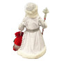 náhled Figurka Děda Mráze v bílé se stříbrem a červenou kabelkou, s oddělením na cukrovinky a dárky, 40 cm